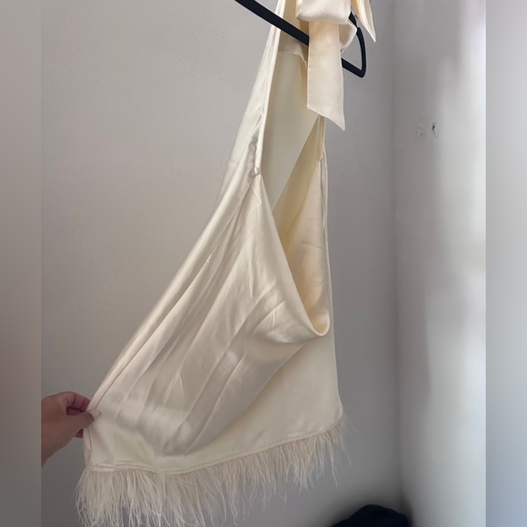 WeWoreWhat Halter Mini Dress w/Feathers - Picture 4 of 4